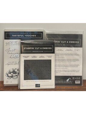 RARE BUNDLE STAMPIN' UP! 152562 TASTEFUL TOUCHES, 152886 LABELS, 152718 TEXTILE